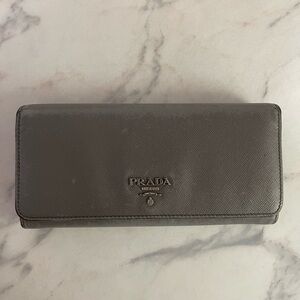 Prada Gray Continental Long Wallet